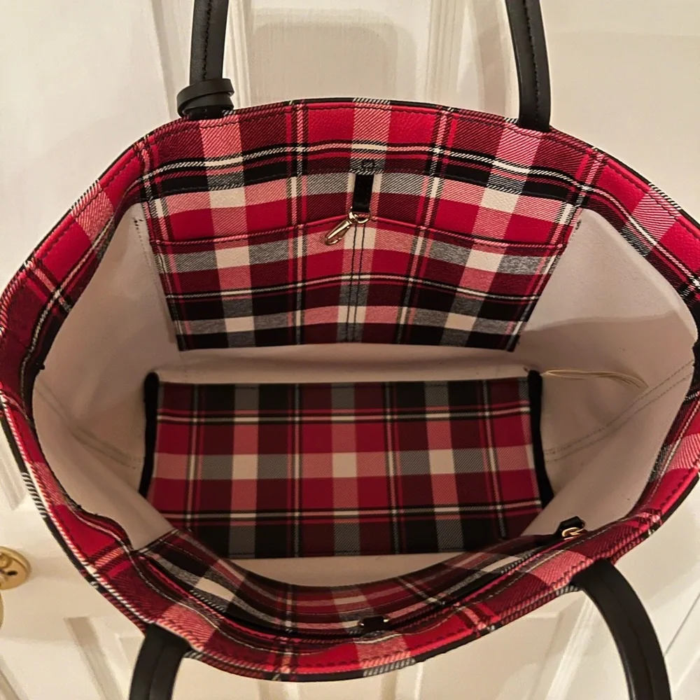 kate spade Red Black White Plaid Tote
